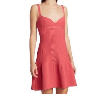 Herve Leger Mini Ribbed Dress Burnt Orange Small NWT New flare sleeveless coral